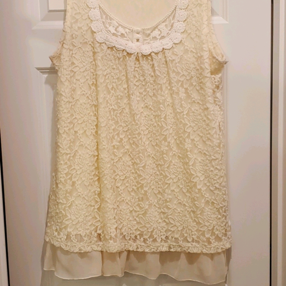 Style & Co ivory lace sleeveless top